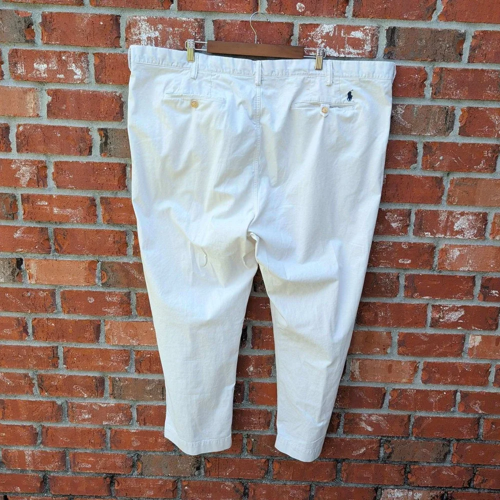 Polo Ralph Lauren Chino Pants Mens 48x30 White Stretch Classic Fit Cotton Pony